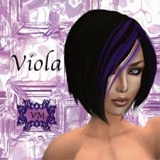 Aubrey plaza side swept wavy black hairstyle with bangs: Second Life Marketplace Stuffery Viola Black Hair With Purple Streaks On Bangs