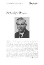 In honour of Gerhard Seifert