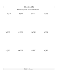 Long Division Two Digit Divisor And A Three Digit Dividend With A Decimal Quotient B Division Worksheets Double Digit Division Long Division Worksheets