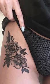 Shaded Black Rose Thigh Tattoo Ideas For Women Www Mybodiart Com Thightattoos Rose Tattoo Thigh Hip Tattoos Women Hip Thigh Tattoos