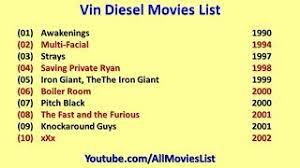 Vin Diesel Movies List Youtube Mark sinclair (born july 18, 1967), known professionally as vin diesel, is an american actor and filmmaker. vin diesel movies list youtube