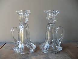 Home holiday shop patio & garden household essentials health party supplies toys target blue rose pottery christmas central eforcity foreside home and garden lamps plus ok lighting park hill. Vintage Glass Candlestick Holder Set Of Two Clear Glass Candle Holders With Handle Theearlybirdf Clear Glass Candle Holders Glass Candlesticks Candle Holders