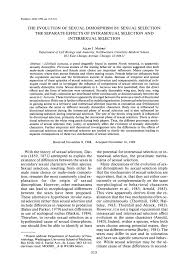 Intrasexual selection is selection within the same sex. Pdf The Evolution Of Sexual Dimorphism By Sexual Selection The Separate Effects Of Intrasexual Selection And Intersexual Selection
