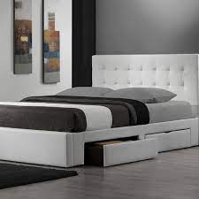 King Modern Storage Platform Bed In White Faux Leather King Size Storage Bed Queen Size Storage Bed Modern Platform Bed