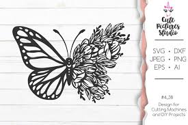 It will be very easy to cut and weed, as the number of points has. Flower Butterfly Svg Cut File Floral Butterfly Svg Dxf Png 919222 Cut Files Design Bundles