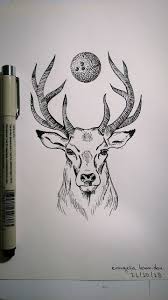 Deer Drawing By Evangelia Lazaridou Deer Drawing Dotted Drawings Deer Sketch