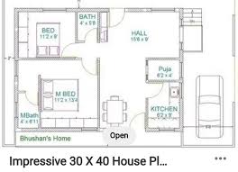 Ground floor area 696 sq ft: What Is The Best 30x40 East Face House Plan Quora