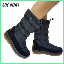 Ukniki 2018 New Basic Womens Winter Shoes Female With Zip Women Snow Boots Mid Calf Boots Bot Kar Botu Kopek