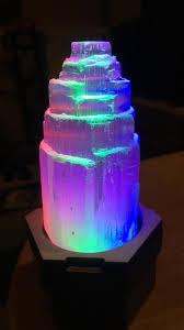 Selenite Tower On Led Light Base Dream House Interior Witch Art Led Lights