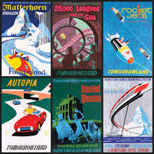 Original Disney Parks Attraction Posters The set of 6 vintage blueprint posters prints is bound to impress and rival collectibles of any magic kingdom fan or history.
