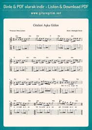 Gozleri Aska Gulen Nota Tab Notalara Dokulmus Muzik Muzik Notalari Ve Muzik Egitimi