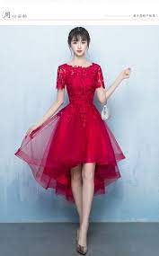 Gaun pendek ini terbuat dari bahan full lace. 2017 Baru Musim Panas Wanita Gaun Merah Depan Pendek Dan Belakang Panjang Gaun Merah Renda Gaun Long Women Dress Lace Dresswomen Dress Aliexpress