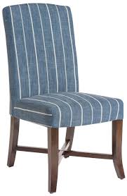 Dining Chair Mercer Revere Indigo Blue Stripe Fabric Dark Walnut Wood Pair Furniture Upholstery B Dining Chairs Contemporary Leather Furniture Striped Chair