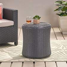 Laguna point natural tan wicker outdoor patio storage coffee table refresh your outdoor living area with the refresh your outdoor living area with the addition of this hampton bay laguna point coffee table. Simone Faux Wicker Storage Side Table By Christopher Knight Home On Sale Overstock 30882789