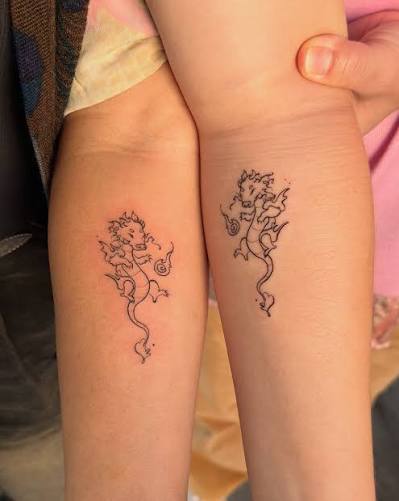 Matching mother daughter dragon tattoos 💕 It's so amazing to be your chosen artist for such an important moment and expression of love! Nothing beats matching tattoos with someone you love thaaaaat