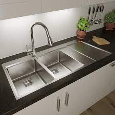 Sauber 2 Bowl Square Inset Stainless Steel Kitchen Sink Right H Stainless Steel Kitchen Sink Contemporary Kitchen Design Sink