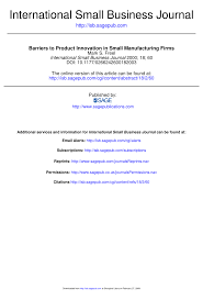 PDF) Barriers to Product Innovation in Small Manufacturing Firms