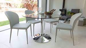 Glass dining table set 4 seater. Naro Glass Round 4 Seater Table Glass Dining Table Set Glass Dining Table Round Dining Table Modern