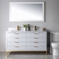 A stunning gold antique mirror against grey wallpaper. Jade Bath Eloise 60 In Soft Grey Gold Bathroom Vanity Cabinet 3096 60 01 Rona