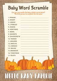 Pumpkin Word Scramble Game Fall Baby Shower Game Baby Shower Fall Baby Shower Pumpkin