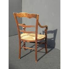 Six Antique French Country Rustic Oak Dining Chairs W Rush Seats Rolled Armrests Chairish Oak Dining Chairs Dining Chairs Chair