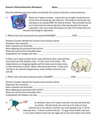 Darwin S Natural Selection Worksheet Natural Selection Reading Worksheets Worksheets