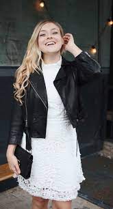 White Lace Dress Black Leather Jacket Fashion Fashion Lifestyle Lace Dress Black