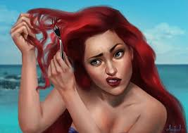 Ariel, art, luminos, redhead, tarivanima, fantasy, little mermaid, summer,  funny, HD wallpaper