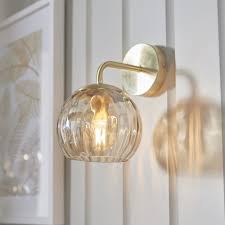 Champagne brass bathroom light fixtures. Endon Lighting Dimple Wall Light In Brushed Brass Champagne Lustre Glass Fitting Style From Dusk Lighting Uk
