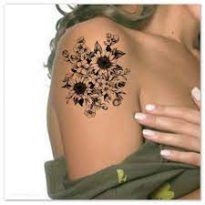 Flower Temporary Tattoo Sunflowers Ultra Thin Realistic Etsy Fake Tattoos Shoulder Tattoos For Women Tattoos For Women Flowers