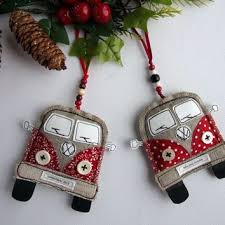 Vw Van Christmas Decorations Fabric Christmas Ornaments Volkswagen Bus Handmade Hippie C Fabric Christmas Ornaments Christmas Ornaments Chic Christmas Decor