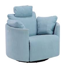Fama Claudo Swivel Recliner Chair Sky Blue Barker Stonehouse