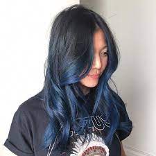 Long Black Hair With Dark Blue Highlights Ombrestraighthair Dark Blue Hair Dye Black Hair Tips Blue Ombre Hair