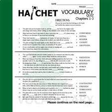 Hatchet Vocabulary List And Quiz 30 Words Chs 1 3 By Created For Learning