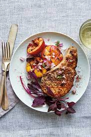 Brined Pork Chops With Grilled Fruit Recipe | Williams Sonoma Taste