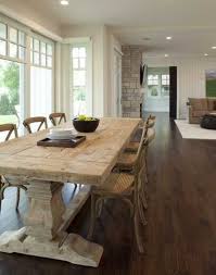 Country Style Wood Table And Chairs In Contemporary Dining Room Farmhouse Kitchen Tables Rustic Dining Eclectic Dining Room