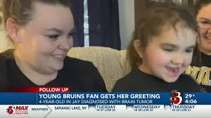 Bruins send greetings to young Vermont fan