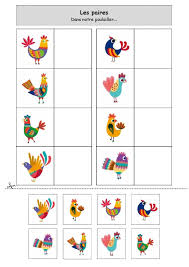 Zoek Dezelfde Les Poules Les Paires Maternelle Poule Discrimination Visuelle