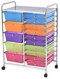 Armadio homieco confronta prezzi e. Costway Carrello Con Ruote Carrello Di Stoccaggio Con 15 Cassetti Impilabili Per Cucina Multicolore Amazon It Casa Stoccaggio Archivio Ufficio Cassettiere