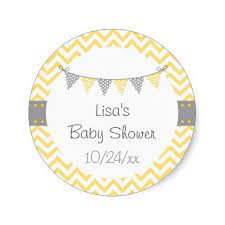 Yellow Chevron Stickers Personalized Stickers Baby Shower Yellow Baby Shower Chevron Baby
