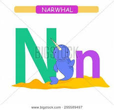 Great for helping your class with letter recognition as part of a display. Letter N And Funny Cartoon Narwhal Animals Alphabet A Z Cute Zoo Alphabet In Vector For Kids Learning English Vocabulary Printable Sheet Poster Id 295589497