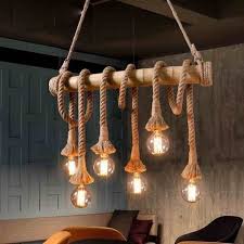Arturest Retro Rope 6 Lamps Chandelier Vintage Hemp Rope Etsy In 2020 Rope Pendant Light Vintage Pendant Lamp Rope Pendant Lamps