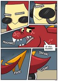 2921766 - safe, artist:rex-equinox, derpibooru import, part of a set,  garble, comic, commission, honk, image, inanimate tf, locomotive, png,  shrinking, story included, tail, train, transformation - Twibooru