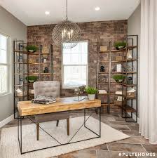 An Industrial Home Office With Ample Style And Storage Tip Plants Not Only Add A Touch Of Color Home Office Design Home Office Decor Industrial Home Offices