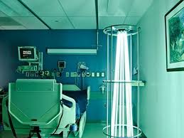 Ceiling lights mounted on the ceiling. Ultraviolet Disinfection Crucial Link In The Sterilization Chain
