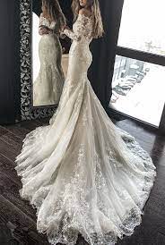 Featuring long sleeves and chiffon skirt with train.finished. Vintage Mermaid Lace Wedding Dress Off Shoulder Long Sleeves Bridal Dress Sweep Train Wedding Gown Bridal Dresses Lace Long Sleeve Bridal Dresses Long Wedding Dresses