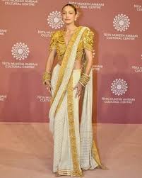 American Model, Gigi Hadid Stuns In Abu Jani-Sandeep Khosla's Embellished  Saree For NMACC Day 2