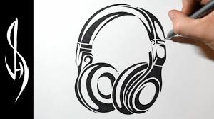 This tattoo incorporates 3d like headphones inked in black with some red detailing. Elhagy Csontvaz Korszerusites Tribal Headset Drawing Studio De Soins Com