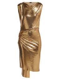 Of All The Trends We See This Time Of Year Gold Dresses For New Year S Eve Are The Most Unexpected Dresses Metallic Dress Metallic Gold Dress