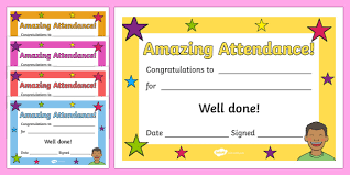 Free Amazing Attendance Award Certificate Teacher Made